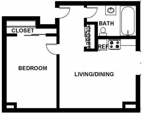 1 Bed / 1 Bath - A1A Floor Plan at The Kenmore, Washington
